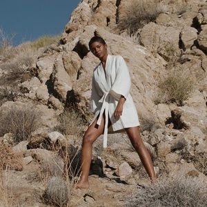 Ozma of California Silk Linen Kimono Robe Jacket